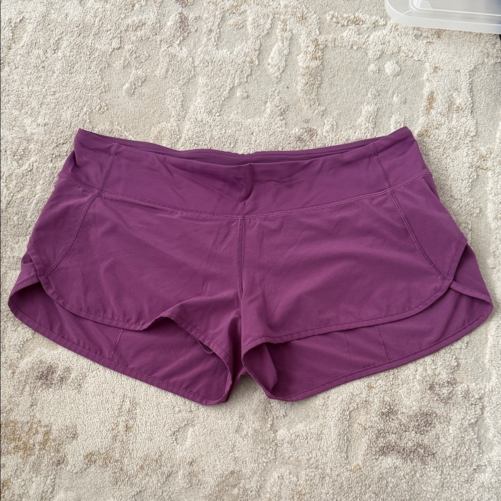 Lululemon Swift Speed Low-rise 2.5” shorts purple size 10